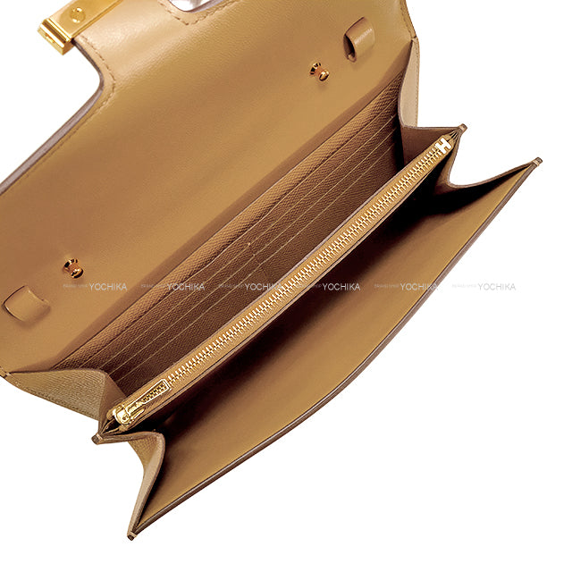 HERMES long wallet Constance Long wallet To Go Chai Veau Epsom Gold HW Stamp K[BRAND NEW][Authentic]