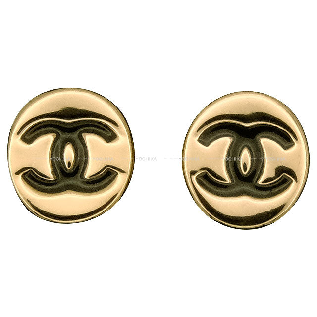 CHANEL earrings Matelasse Circle Coco mark Noir (Black)/Gold Metal Champagne Gold HW ABG217[BRAND NEW][Authentic]