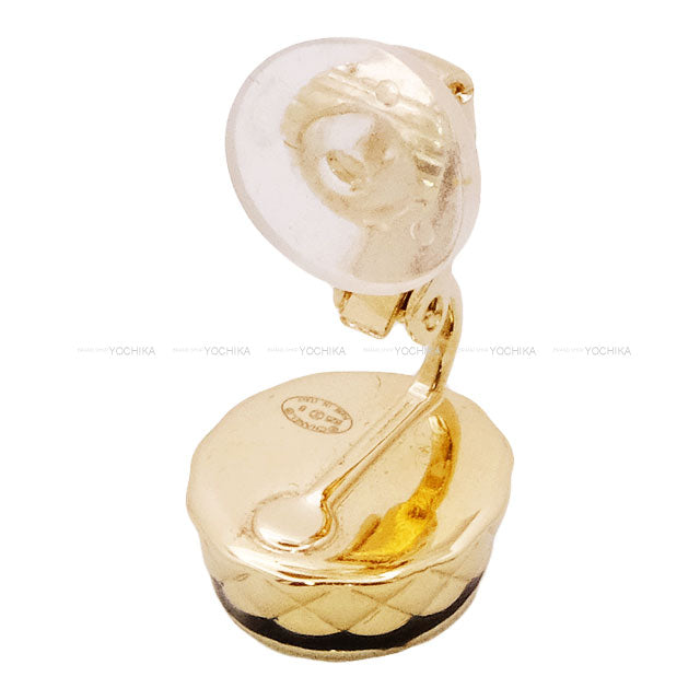 CHANEL earrings Matelasse Circle Coco mark Noir (Black)/Gold Metal Champagne Gold HW ABG217[BRAND NEW][Authentic]