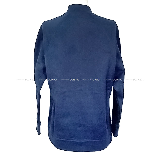 HERMES Blouson Teddy Crew de Sel Sellier Button Navy Cotton100% #XS Silver HW H557850HA[EXCELLENT][Authentic]