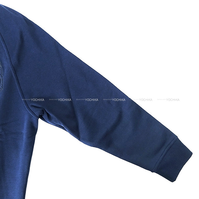 HERMES Blouson Teddy Crew de Sel Sellier Button Navy Cotton100% #XS Silver HW H557850HA[EXCELLENT][Authentic]