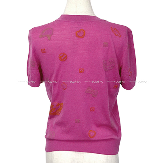 [Pre-loved] HERMES Knit Short sleeve Candy Libris Pink Cashmere100% #38 5H2635D3[LIKE NEW][Authentic]