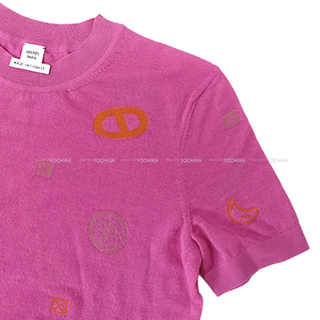 [Pre-loved] HERMES Knit Short sleeve Candy Libris Pink Cashmere100% #38 5H2635D3[LIKE NEW][Authentic]