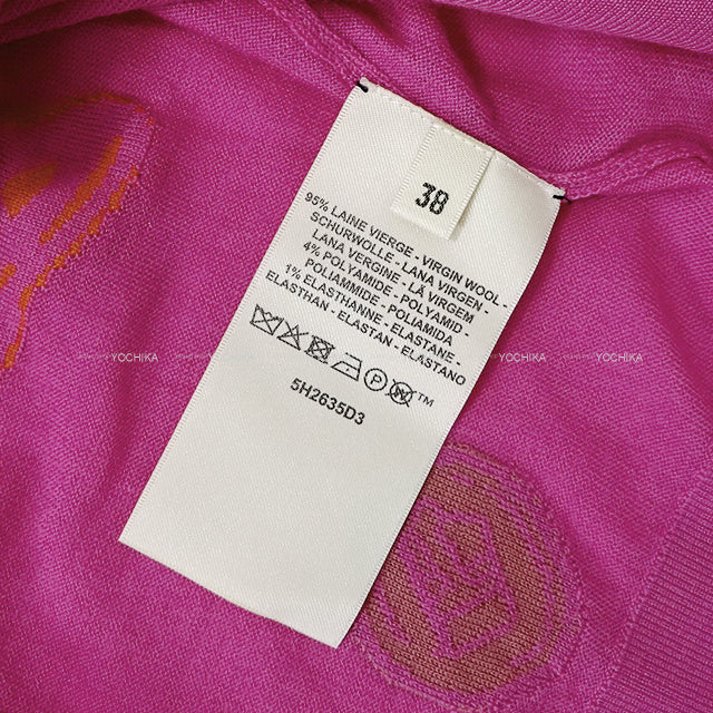 [Pre-loved] HERMES Knit Short sleeve Candy Libris Pink Cashmere100% #38 5H2635D3[LIKE NEW][Authentic]