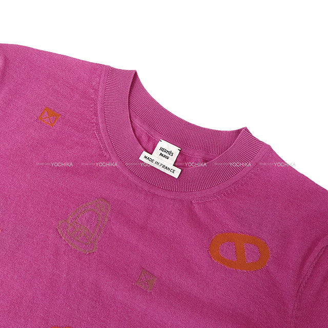 [Pre-loved] HERMES Knit Short sleeve Candy Libris Pink Cashmere100% #38 5H2635D3[LIKE NEW][Authentic]
