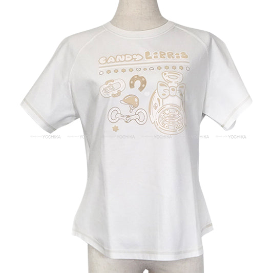 HERMES Short sleeve t shirt Micro Cartouche Blanc (White) Cotton100% #42[EXCELLENT][Authentic]