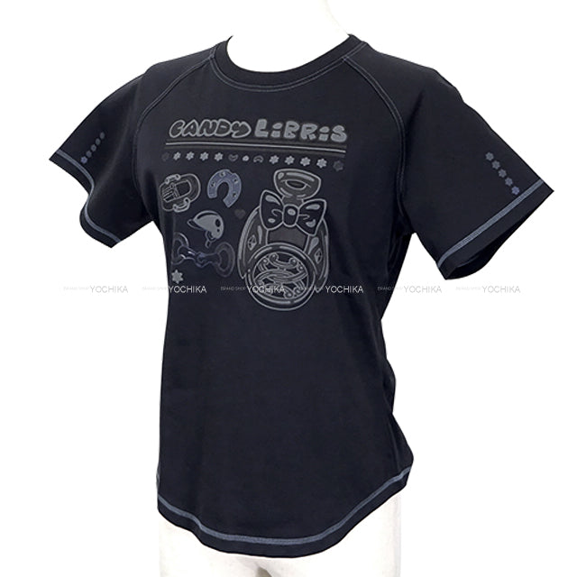 [Pre-loved] HERMES Short sleeve t shirt Micro Cartouche Bleu Noir Cotton100% #38 5H4630DC[LIKE NEW][Authentic]