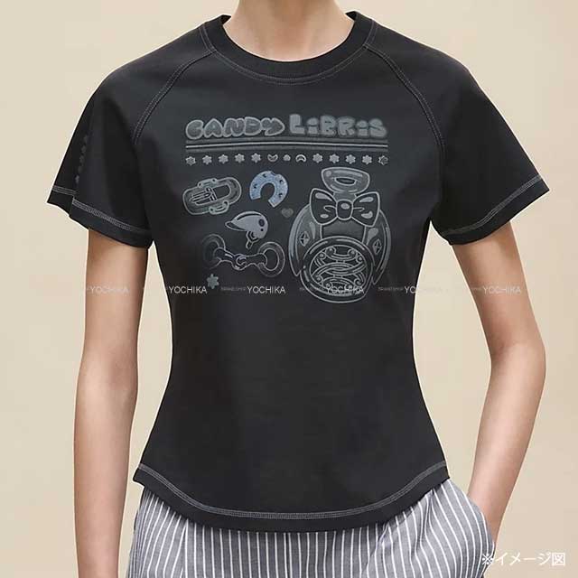 [Pre-loved] HERMES Short sleeve t shirt Micro Cartouche Bleu Noir Cotton100% #38 5H4630DC[LIKE NEW][Authentic]