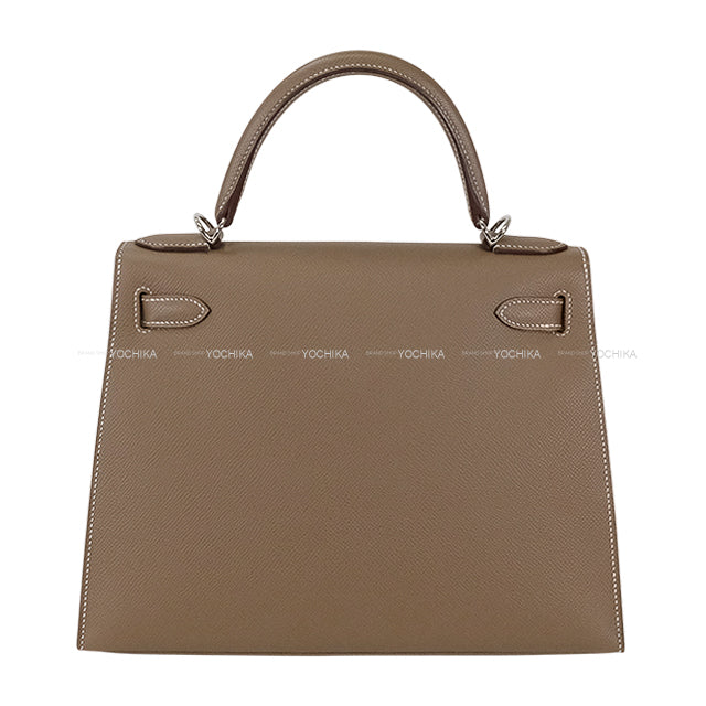 [Pre-loved] HERMES Shoulder bag Kelly28 Sellier Etoupe Veau Epsom Silver HW Stamp B[LIKE NEW][Authentic]