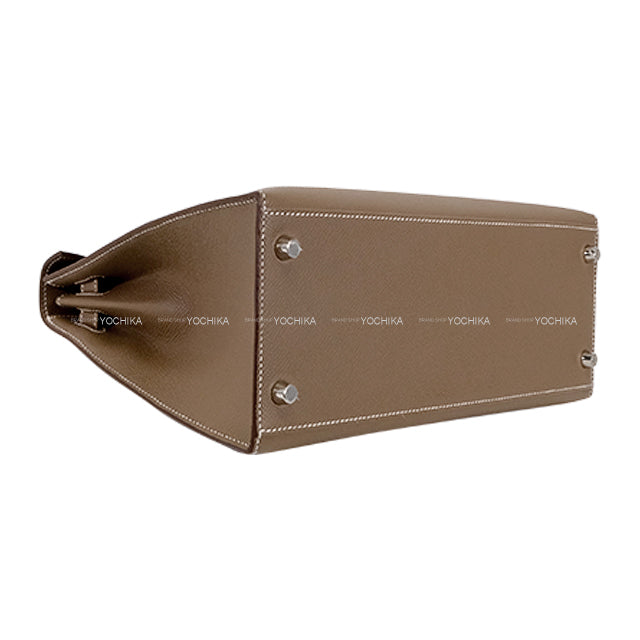 [Pre-loved] HERMES Shoulder bag Kelly28 Sellier Etoupe Veau Epsom Silver HW Stamp B[LIKE NEW][Authentic]