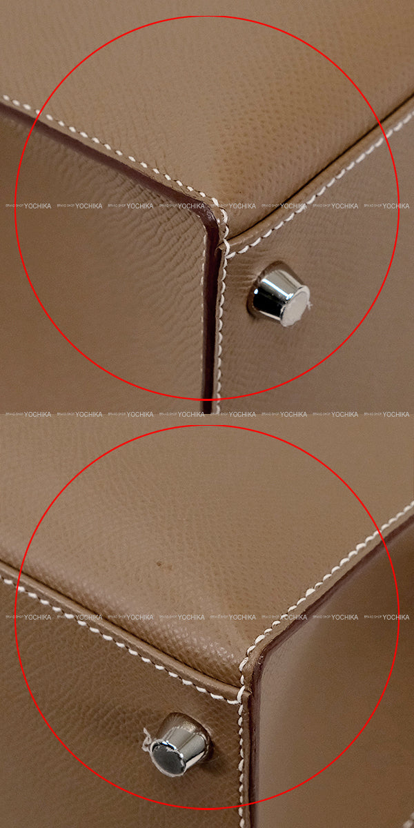 [Pre-loved] HERMES Shoulder bag Kelly28 Sellier Etoupe Veau Epsom Silver HW Stamp B[LIKE NEW][Authentic]