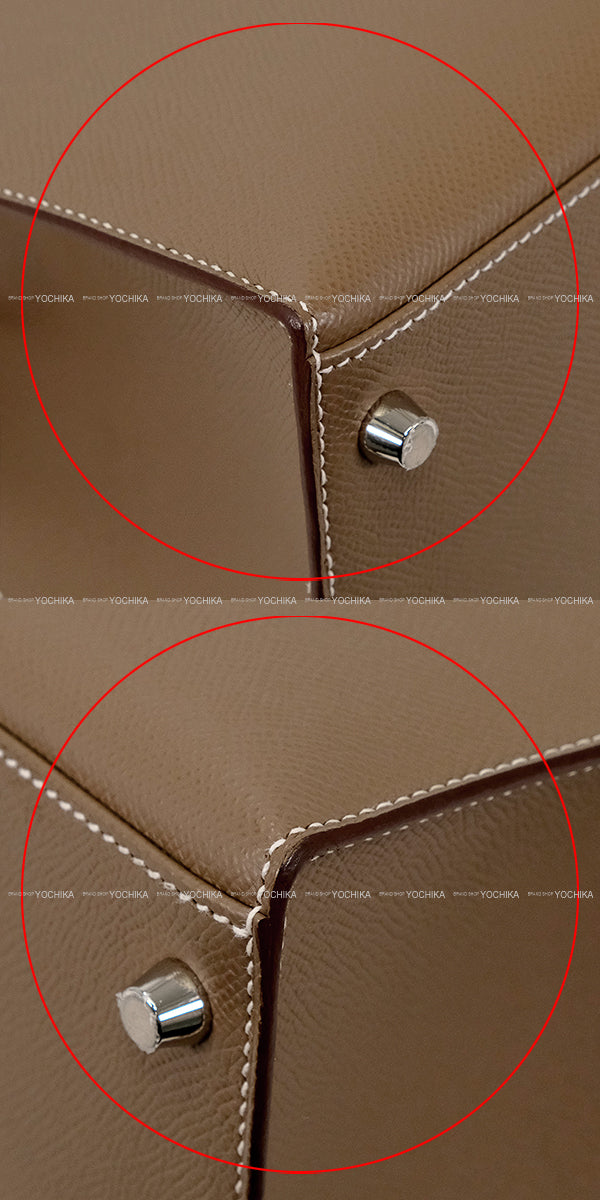 [Pre-loved] HERMES Shoulder bag Kelly28 Sellier Etoupe Veau Epsom Silver HW Stamp B[LIKE NEW][Authentic]