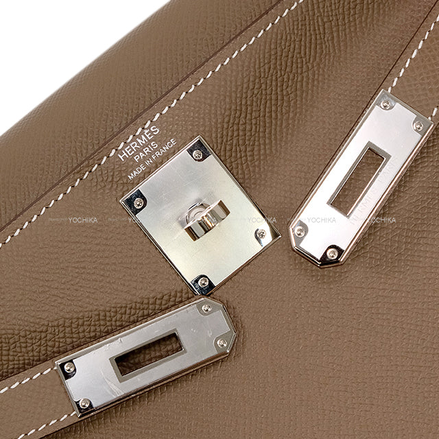 [Pre-loved] HERMES Shoulder bag Kelly28 Sellier Etoupe Veau Epsom Silver HW Stamp B[LIKE NEW][Authentic]