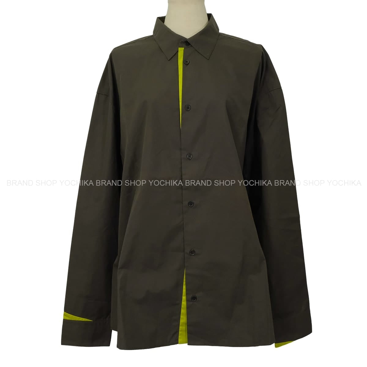 HERMES Long sleeve shirt Men’s Over Grey Cotton100% #42[EXCELLENT][Authentic]