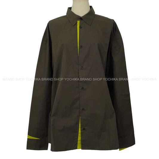 HERMES Long sleeve shirt Men’s Over Grey Cotton100% #42[EXCELLENT][Authentic]