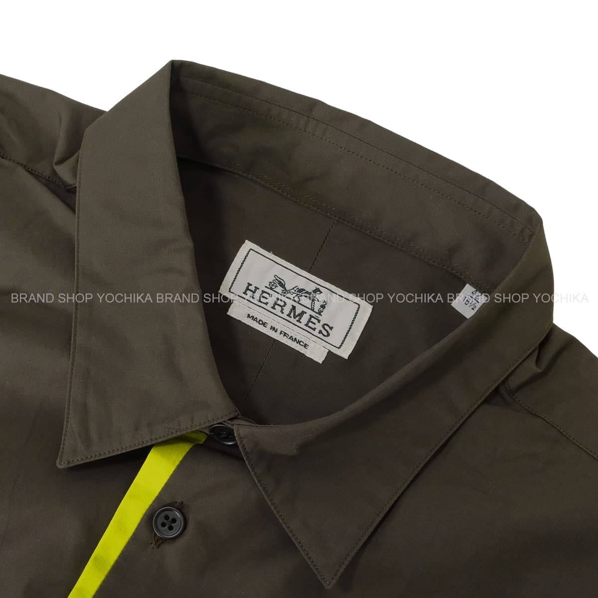 HERMES Long sleeve shirt Men’s Over Grey Cotton100% #42[EXCELLENT][Authentic]