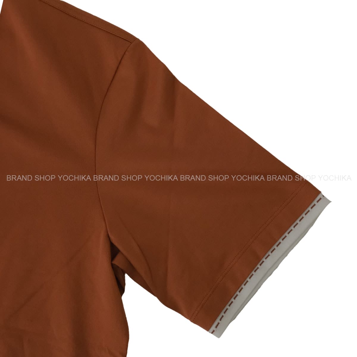 2023SS HERMES Short sleeve t shirt Men’s saddle stitch Piqures Sellierterracotta Cotton100% #L[EXCELLENT][Authentic]