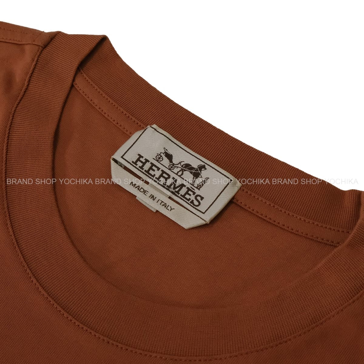 2023SS HERMES Short sleeve t shirt Men’s saddle stitch Piqures Sellierterracotta Cotton100% #L[EXCELLENT][Authentic]