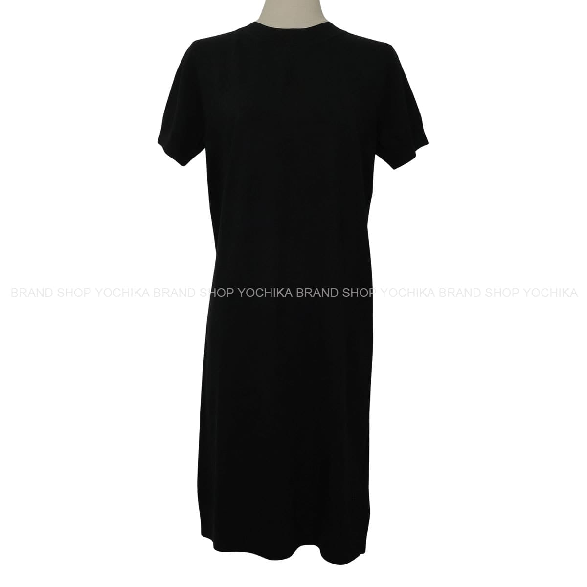 HERMES One‐piece dress Short Sleeve Knit H Lift Noir (Black) Silk/Cotton #40[EXCELLENT][Authentic]