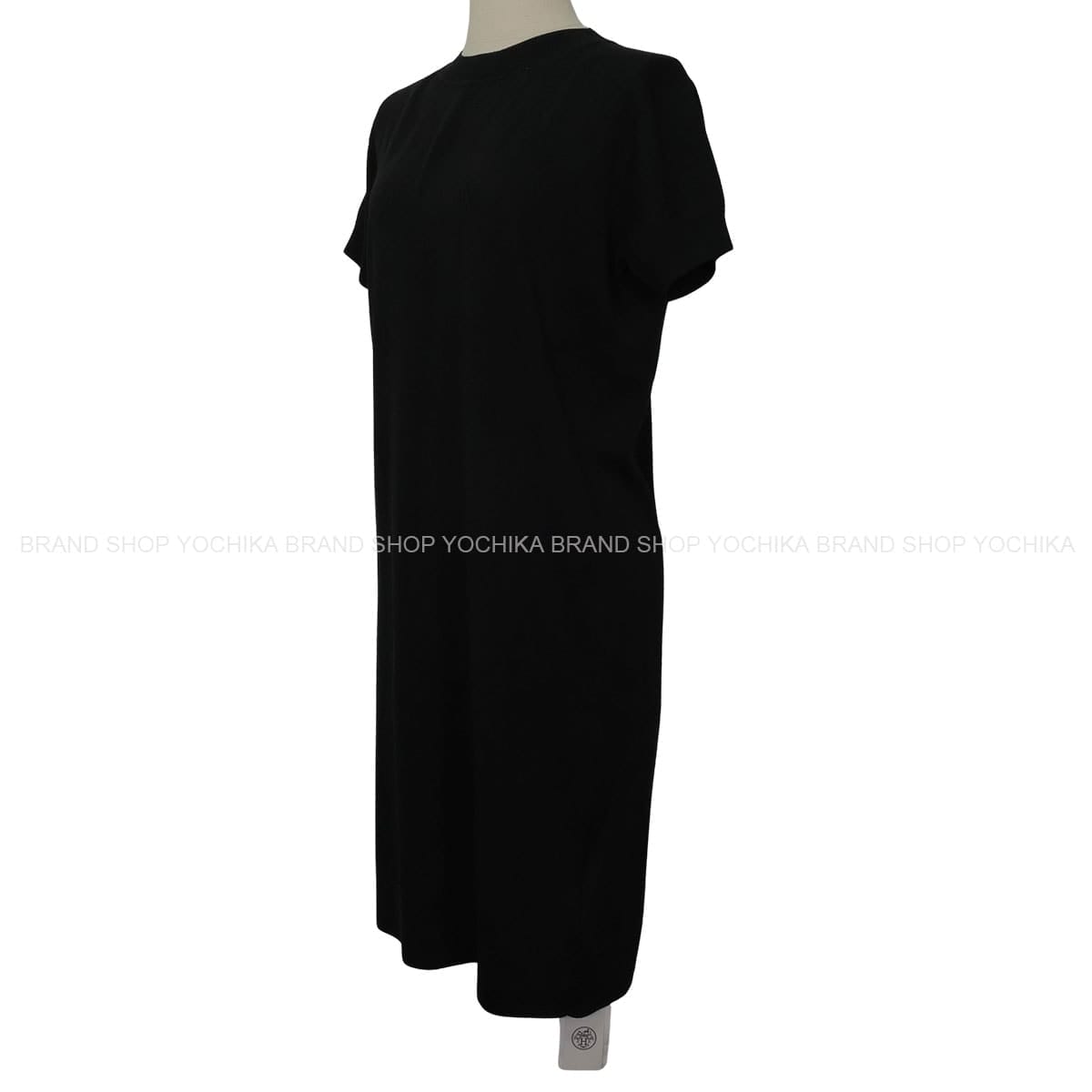 HERMES One‐piece dress Short Sleeve Knit H Lift Noir (Black) Silk/Cotton #40[EXCELLENT][Authentic]