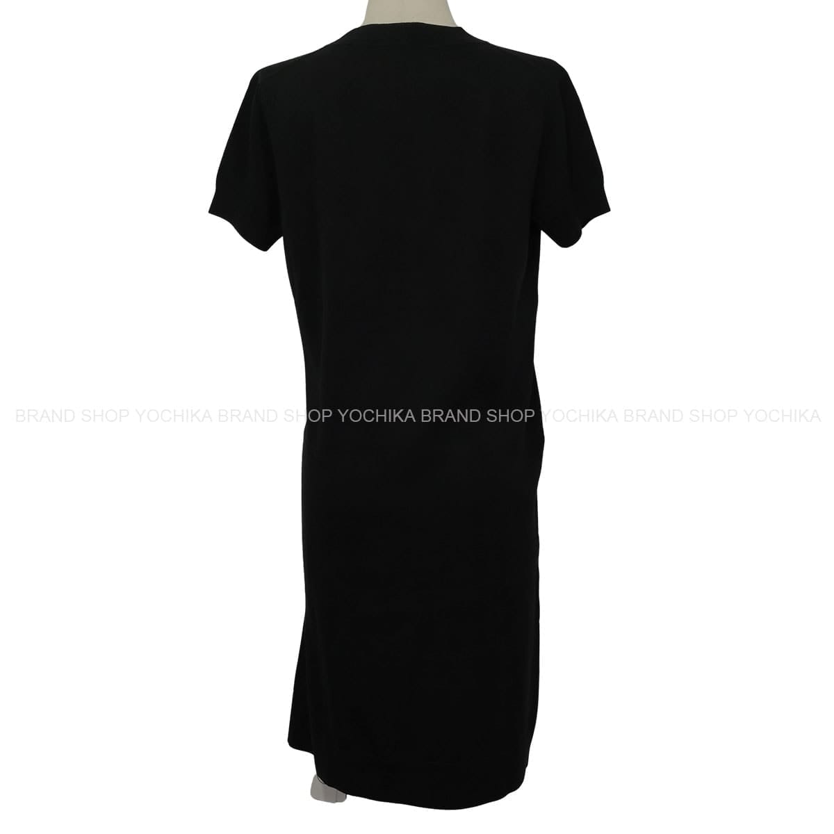 HERMES One‐piece dress Short Sleeve Knit H Lift Noir (Black) Silk/Cotton #40[EXCELLENT][Authentic]
