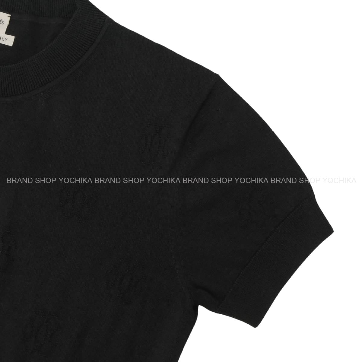 HERMES One‐piece dress Short Sleeve Knit H Lift Noir (Black) Silk/Cotton #40[EXCELLENT][Authentic]