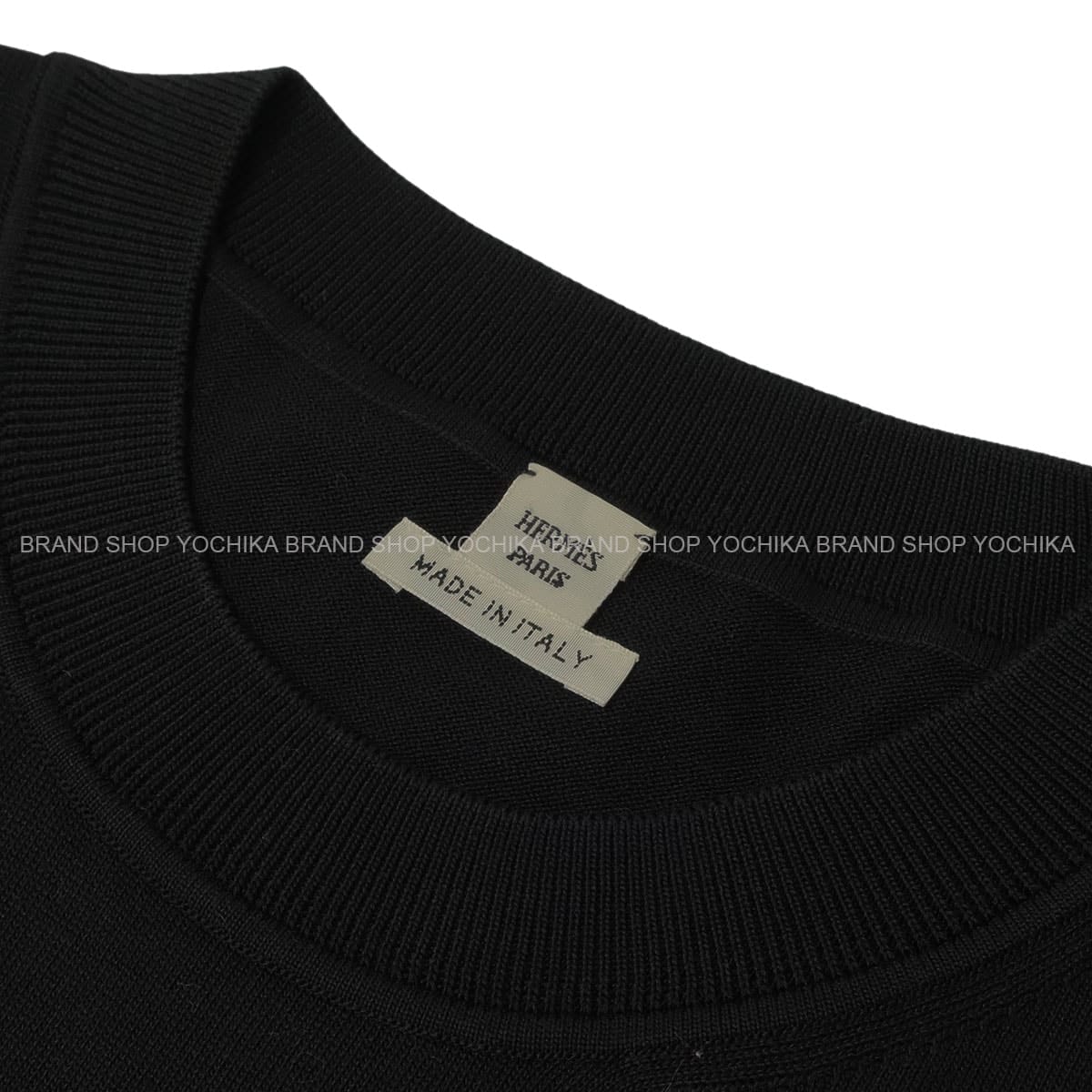 HERMES One‐piece dress Short Sleeve Knit H Lift Noir (Black) Silk/Cotton #40[EXCELLENT][Authentic]