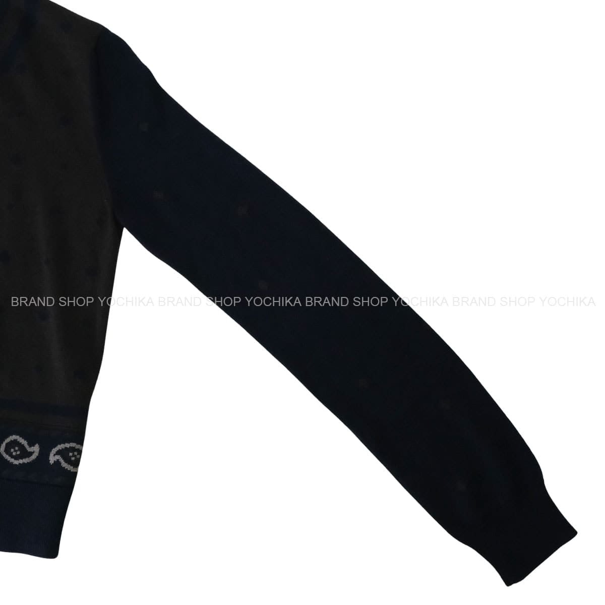 HERMES Cardigan Women’s Serie Button Dot HARNAIS DE COUR NavyCharcoal Cashmere/Silk #38 2H2703D8[EXCELLENT][Authentic]