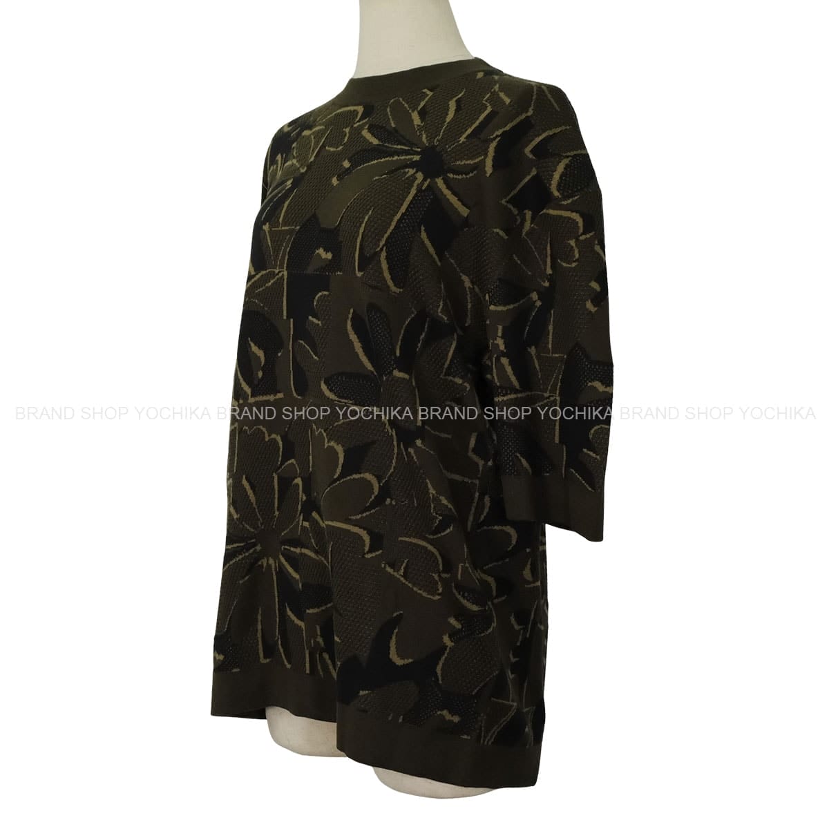 HERMES Knit Men’s Summer Puzzle FloralArgile Cotton100% #S[EXCELLENT][Authentic]