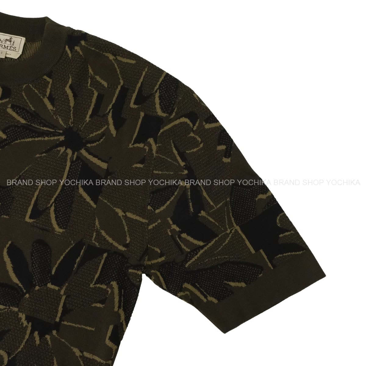 HERMES Knit Men’s Summer Puzzle FloralArgile Cotton100% #S[EXCELLENT][Authentic]