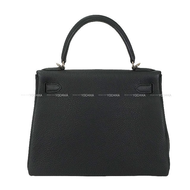 HERMES Shoulder bag Kelly28 Retourne Noir (Black) Veau Togo Silver HW Stamp W[EXCELLENT][Authentic]