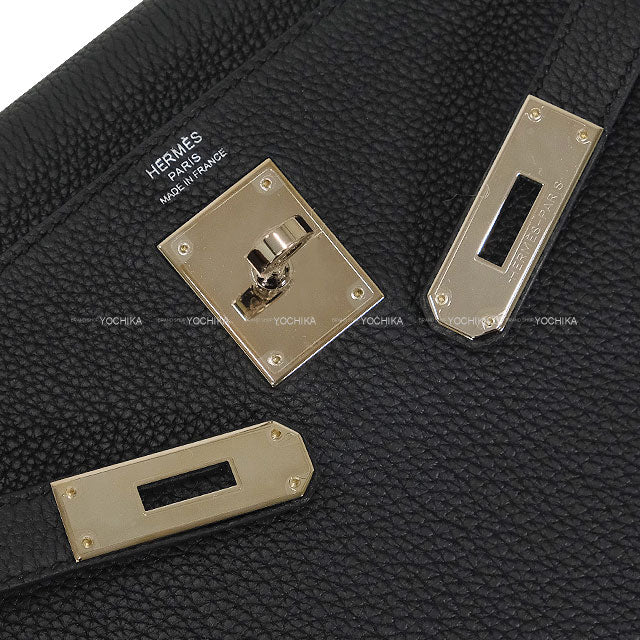 HERMES Shoulder bag Kelly28 Retourne Noir (Black) Veau Togo Silver HW Stamp W[EXCELLENT][Authentic]