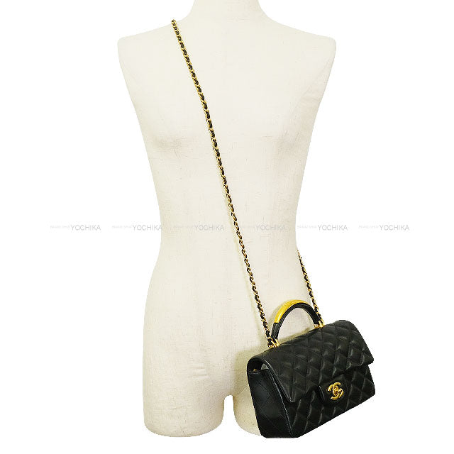 [Pre-loved] CHANEL Shoulder bag Matrasse Top Handle Mini Flap 2Way Noir (Black) Lambskin Antique Gold HW[LIKE NEW][Authentic]