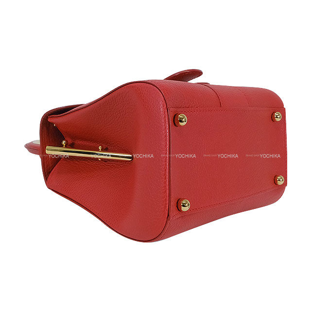 [Pre-loved] Delvaux Handbag Brillant Mini S Metal Gram Crispy with Mirror Scarlet Red Carf Gold HW AA0406AUC053MDO[LIKE NEW][Authentic]