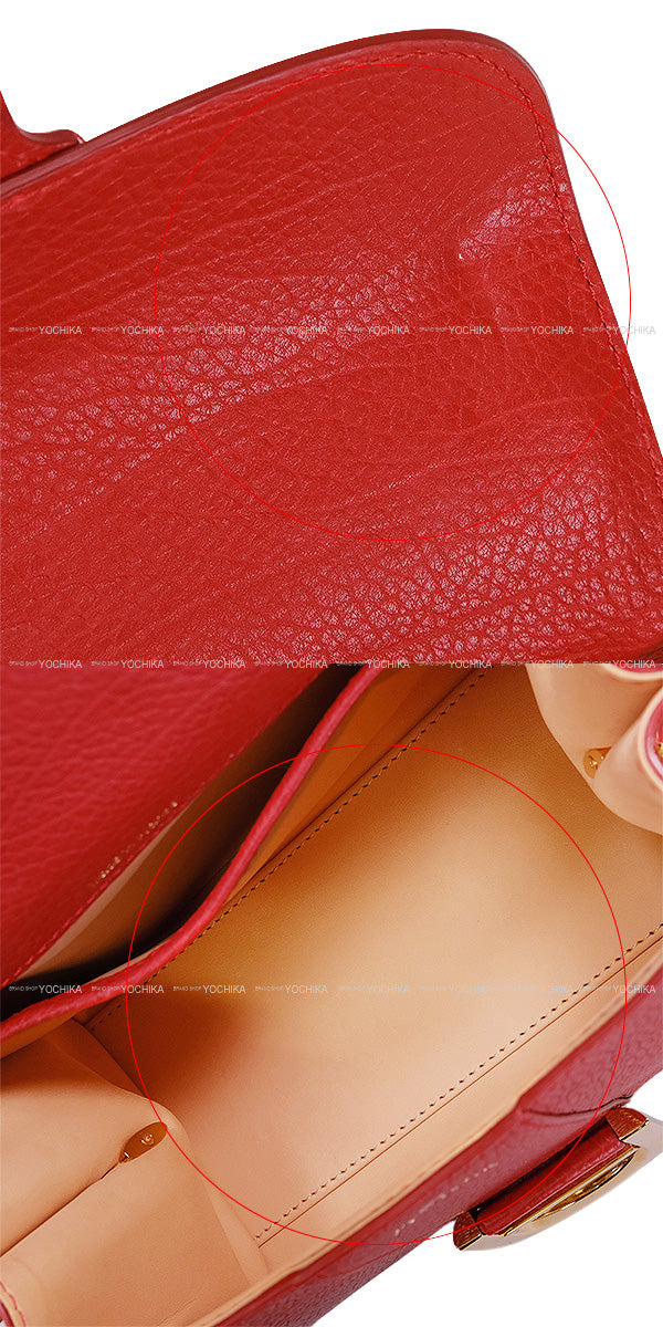 [Pre-loved] Delvaux Handbag Brillant Mini S Metal Gram Crispy with Mirror Scarlet Red Carf Gold HW AA0406AUC053MDO[LIKE NEW][Authentic]