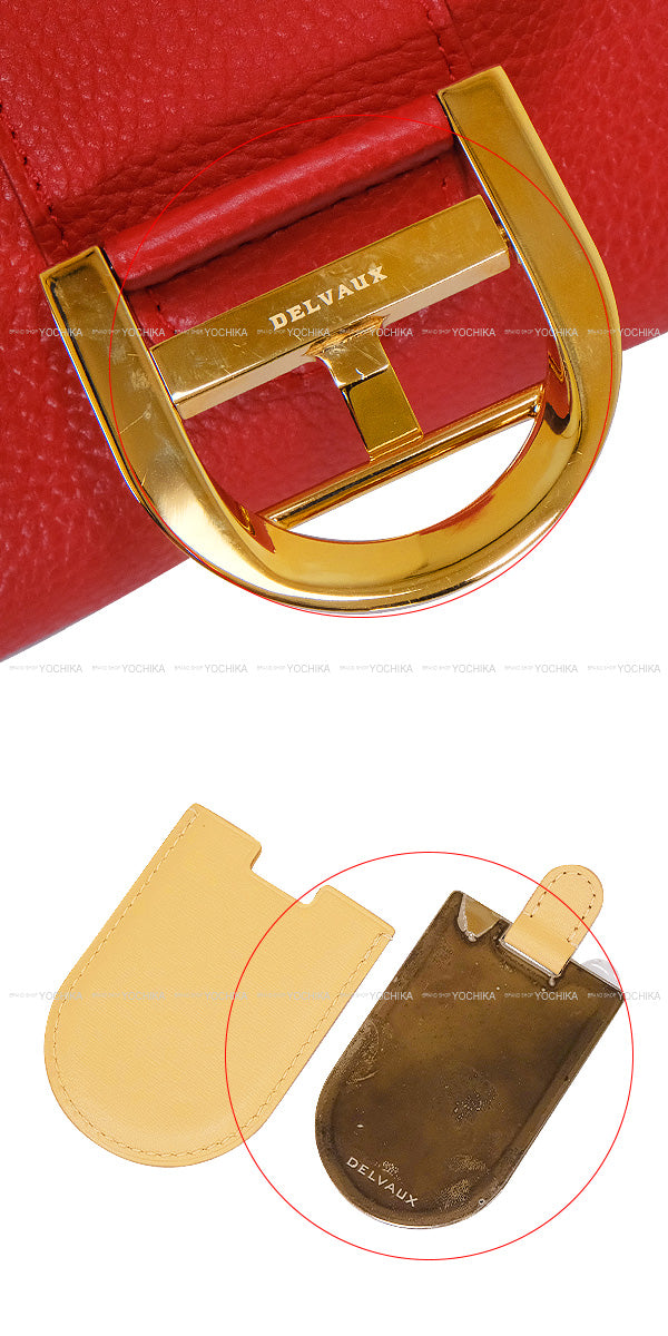 [Pre-loved] Delvaux Handbag Brillant Mini S Metal Gram Crispy with Mirror Scarlet Red Carf Gold HW AA0406AUC053MDO[LIKE NEW][Authentic]