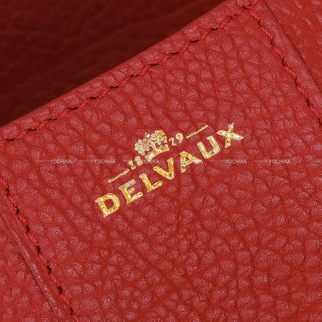 [Pre-loved] Delvaux Handbag Brillant Mini S Metal Gram Crispy with Mirror Scarlet Red Carf Gold HW AA0406AUC053MDO[LIKE NEW][Authentic]