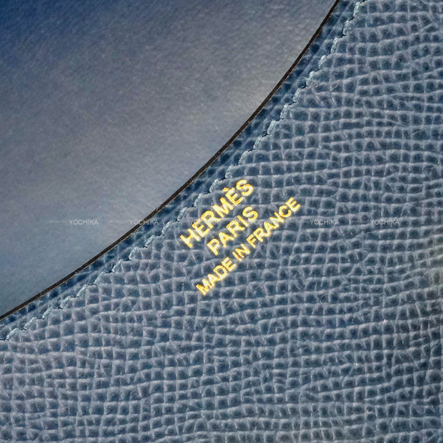[Pre-loved] HERMES Bi-fold wallet Constance Slim Bleu de Prusse Veau Epsom Gold HW Stamp W[USED SA][Authentic]