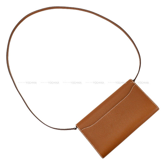 [Pre-loved] HERMES long wallet Constance Long wallet To Go Gold Veau Epsom Silver HW Stamp K[LIKE NEW][Authentic]