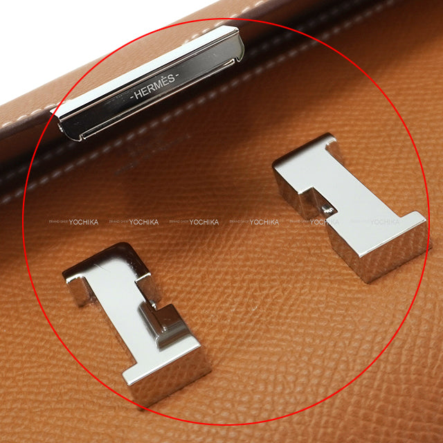 [Pre-loved] HERMES long wallet Constance Long wallet To Go Gold Veau Epsom Silver HW Stamp K[LIKE NEW][Authentic]