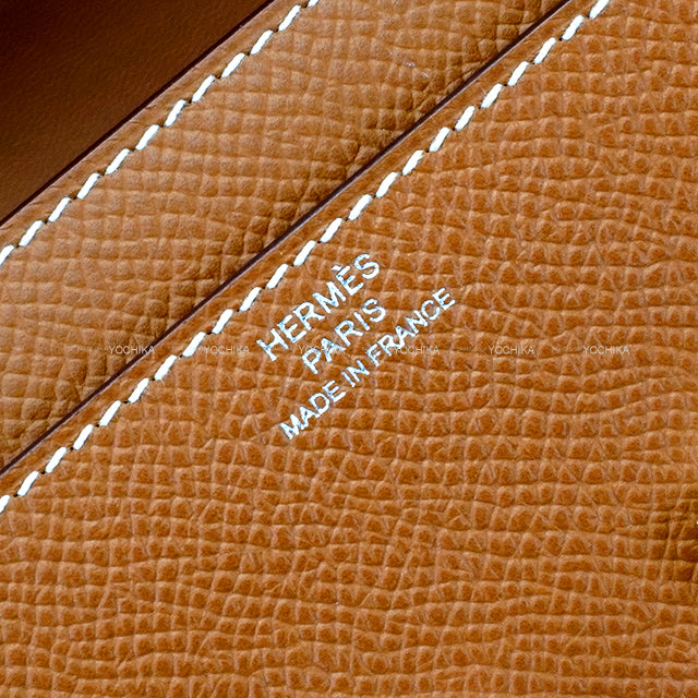 [Pre-loved] HERMES long wallet Constance Long wallet To Go Gold Veau Epsom Silver HW Stamp K[LIKE NEW][Authentic]