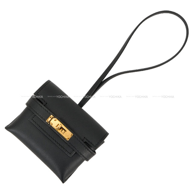 HERMES bag charm Kelly Festival Noir (Black) Veau Swift Gold HW Stamp K[BRAND NEW][Authentic]