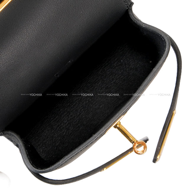 HERMES bag charm Kelly Festival Noir (Black) Veau Swift Gold HW Stamp K[BRAND NEW][Authentic]