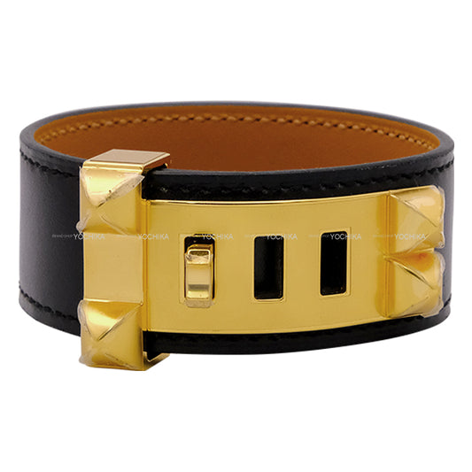 HERMES bangle Collier de Chien Disco Faubourg 24 Noir (Black) Box Calf Gold HW Stamp W[BRAND NEW][Authentic]