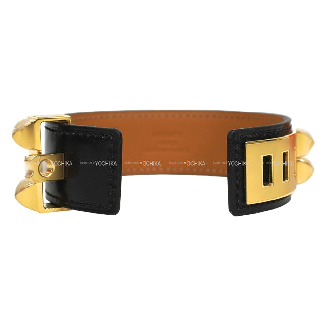 HERMES bangle Collier de Chien Disco Faubourg 24 Noir (Black) Box Calf Gold HW Stamp W[BRAND NEW][Authentic]