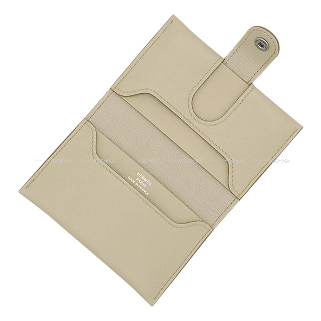 HERMES card holder R.M.S Holder Clou de Selle Button Beton Evercolor Silver HW Stamp W[BRAND NEW][Authentic]
