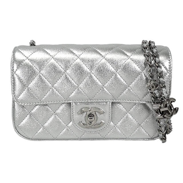 CHANEL Shoulder bag Mini Matelasse 20 Metallic Silver Lambskin Antique Silver HW A69900[BRAND NEW][Authentic]