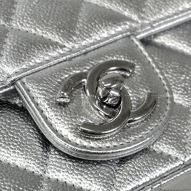 CHANEL Shoulder bag Mini Matelasse 20 Metallic Silver Lambskin Antique Silver HW A69900[BRAND NEW][Authentic]