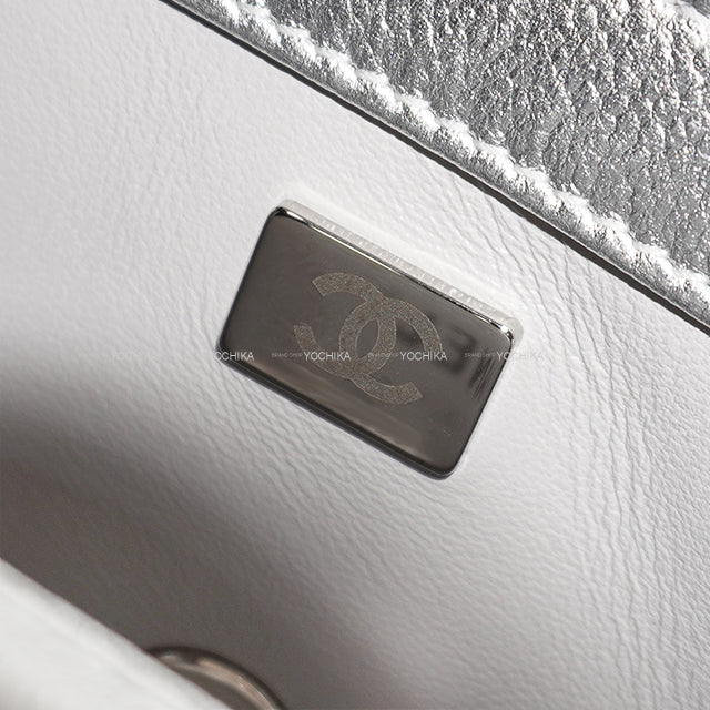 CHANEL Shoulder bag Mini Matelasse 20 Metallic Silver Lambskin Antique Silver HW A69900[BRAND NEW][Authentic]