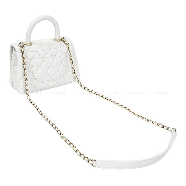 CHANEL Shoulder bag COCO Handle Mini Blanc (White) Graind Calf(Caviarskin) Champagne Gold HW AP4244[BRAND NEW][Authentic]